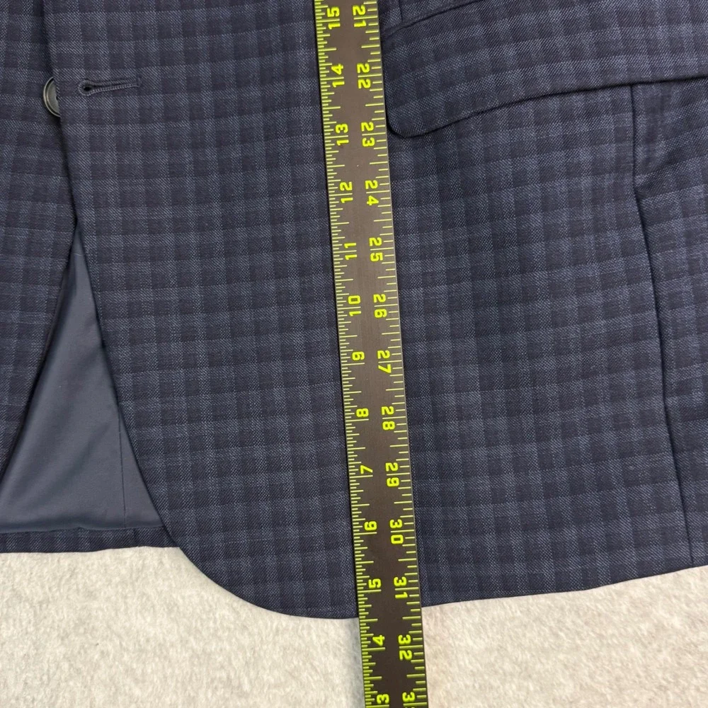 Jos A Bank Mens 44R Wool Blazer Sport Coat Navy‎ Check Traditional Fit 2-Button